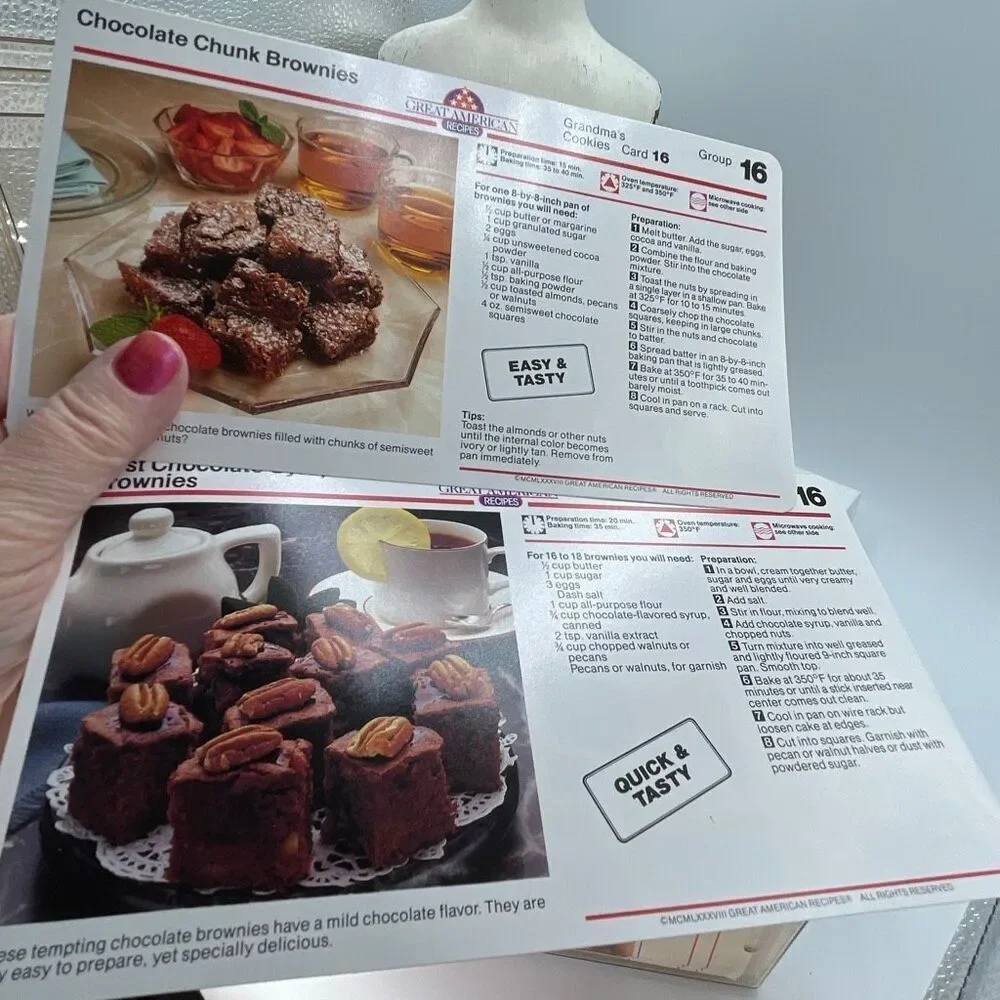 Vintage “Great American Recipes “ in acrylic box & assorted ephemera.